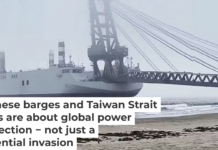 A Mulberry Harbour for the 21st century. Image from video posted on Weibo via Chinese state media.